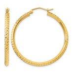 14K 2.5x Knife-Edge Diamond-cut Tube Hoop Earrings