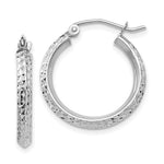 14K White Gold Knife Edge Diamond-cut 2.5x Hoop Earrings