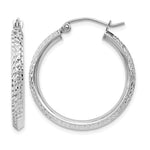14K White Gold 2.5x Knife-Edge Diamond-cut Tube Hoop Earrings