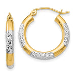 14K & Rhodium Diamond-cut 3x Hoop Earrings