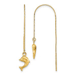 14k Polished Dolphin Threader Earrings