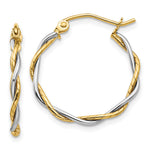 14k Two-tone Polished Twisted Hoop Earrings