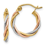 14k Tri-color Polished Twisted Hoop Earrings