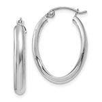 14k White Gold Polished Oval Hoop Earrings