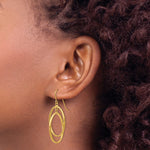 14k Polished Double Teardrop Dangle Wire Earrings