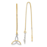 14k w/Rhodium D/C Box Chain Celtic Knot Threader Earrings