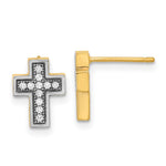14k w/Rhodium Micro PavÇ CZ Cross Post Earrings