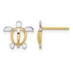 14K and White Rhodium Small Sea Turtle Post Earrings