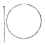 14k White Gold 1.35x Diamond-cut Square-Tube Endless Hoop Earrings