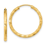 14k 2.5x Polished Faceted Tube Hoop Earrings
