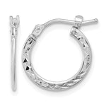 14k White Gold 1.00x Polished Diamond-cut Tube Hoop Earrings