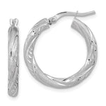 14k White Gold Polished & Satin D/C Hoop Earrings