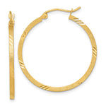 14k 1.75x Satin Diamond-cut Square Tube Hoop Earrings