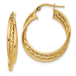 14k Polished Rope Twisted Hoop Earrings