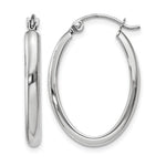 14k White Gold 2.75x Polished Oval Tube Hoop Earrings