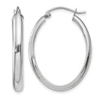 14k White Gold 3.75x Polished Oval Tube Hoop Earrings