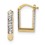 14k Gold With White Rhodium D/C Square Hoop Earrings