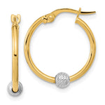 14K Two-Tone Polished Diamond-cut Hoop Earrings