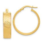 14K Polished & Textured Hinged Hoop Earrings