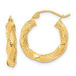 14k Polished & D/C Twist Hoop Earrings