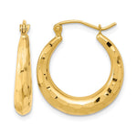 14k 3.5x Polished Diamond-cut Tapered Hollow Hoop Earrings