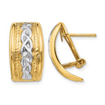 14k and White Rhodium 11.5x Polished Braided Omega Back Post Earrings