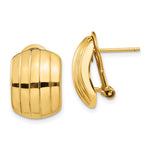 14k Polished Ribbed Omega Back Post Earrings