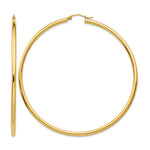 14k 2.25x Polished Round Tube Hoop Earrings