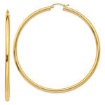 14k 3x Polished Round Tube Hoop Earrings