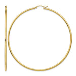 14k 2x Polished Lightweight Round Tube Hoop Earrings