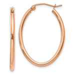 14k Rose Gold 2x Polished Oval Tube Hoop Earrings