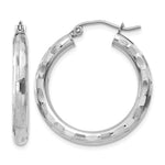14k White Gold 3x Diamond-cut Tube Hoop Earrings