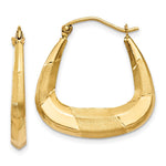 14k Polished Satin and Diamond-cut Hoop Earrings
