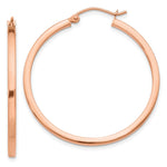 14k Rose Gold 2x Polished Lightweight Square-Tube Hoop Earrings