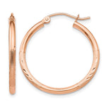 14k Rose Gold 2x Lightweight Satin Diamond-cut Tube Hoop Earrings