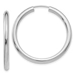 14k White Gold 3.00x Polished Endless Tube Hoop Earrings