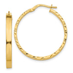 14K Diamond Cut Edge Large Polished Hoop Earrings