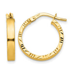 14K 3x Polished with Diamond-Cut Edge Tube Hoop Earrings
