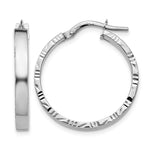 14K White Gold 3x Polished with Diamond-Cut Edge Tube Hoop Earrings