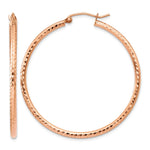 14k Rose Gold 2x Polished Lightweight Diamond-cut Tube Hoop Earrings