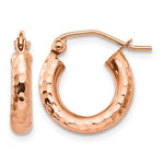 14k Rose Gold 3.25x Polished Lightweight Diamond-cut Tube Hoop Earrings