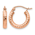14k Rose Gold 3x Polished Lightweight Diamond-cut Tube Hoop Earrings