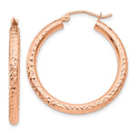14k Rose Gold Diamond-cut Round Hoop Earrings