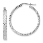 14K White Gold Large Patterned Hoop Earrings