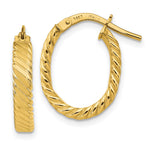 14K Patterned Oval Hoop Earrings