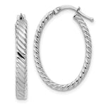 14K White Gold Large Patterned Oval Hoop Earrings