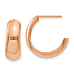 14k Rose Gold 6.5x Polished J-Hoop Post Earrings