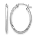 14k White Gold 2x Polished Oval Tube Hoop Earrings