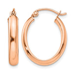 14k Rose Gold 3.75x Polished Oval Tube Hoop Earrings