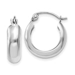 14k White Gold Round Hoop Earrings